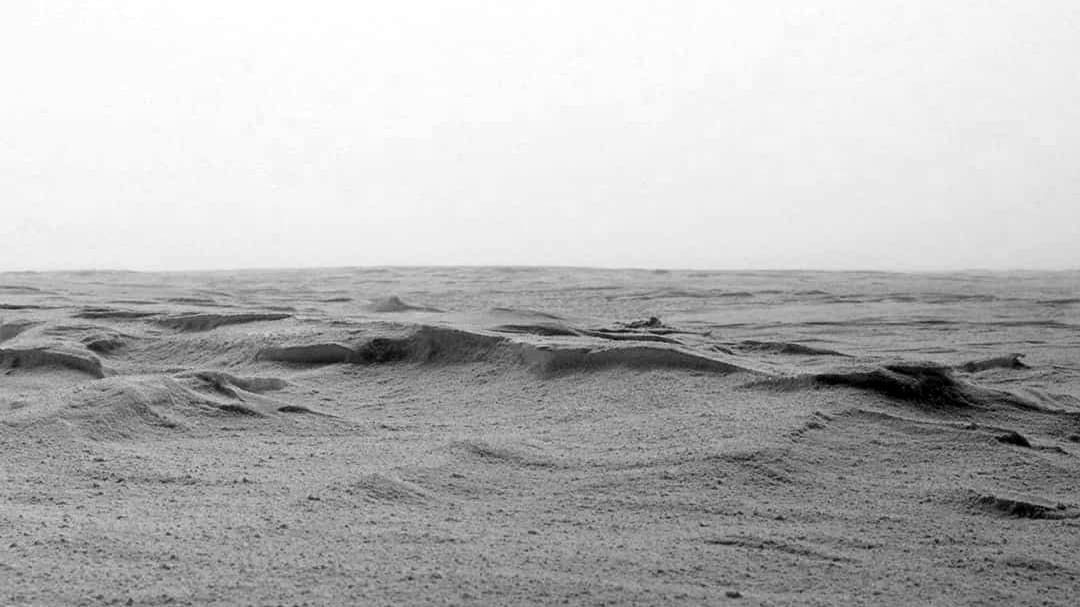 Monochrome arid desert landscape with dunes