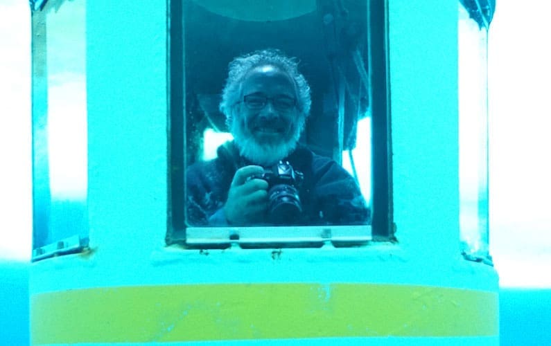 Glenn in underwater tank in Antarctica